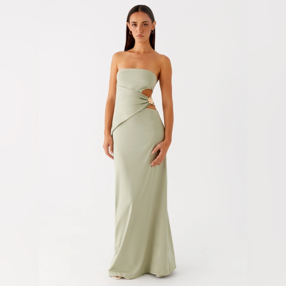 NWT Pepper Mayo Anetta Maxi Dress Sage Cold Shoulder Dress Women's XXS